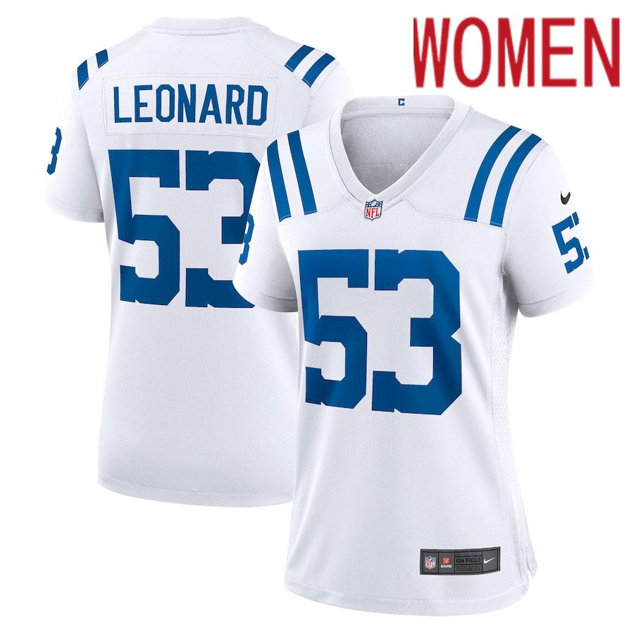 Women Indianapolis Colts 53 Darius Leonard Nike White Away Game NFL Jersey
